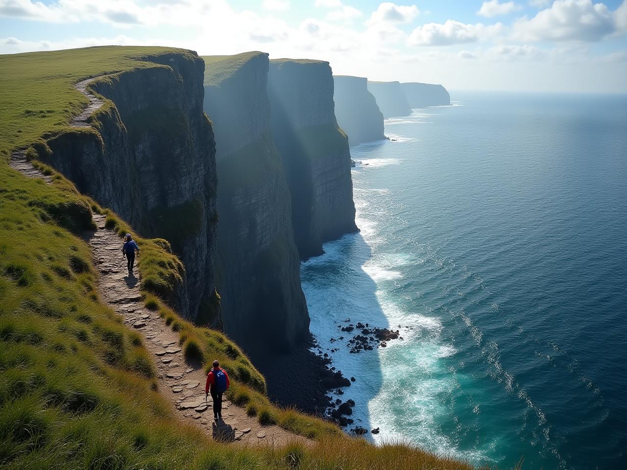Guided walking tours along Irish cliffs